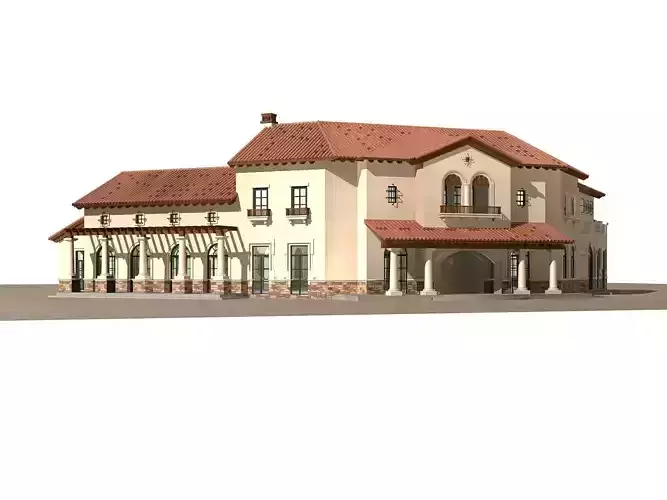 Villa house on brick paver driveway