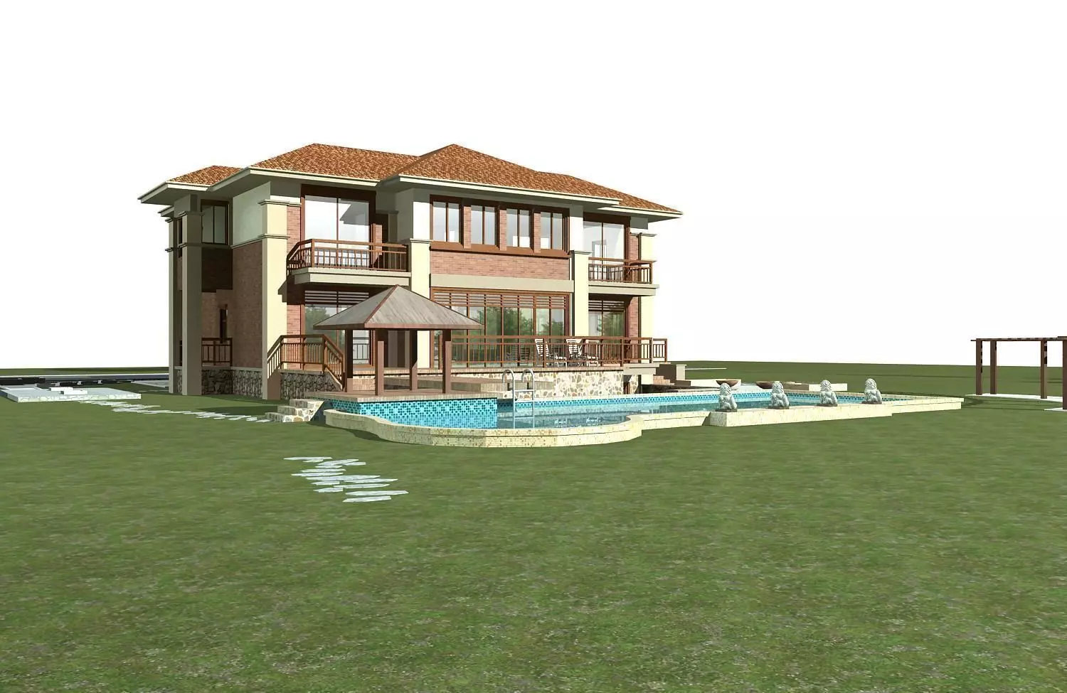 Villa house with swimming pool 3D model