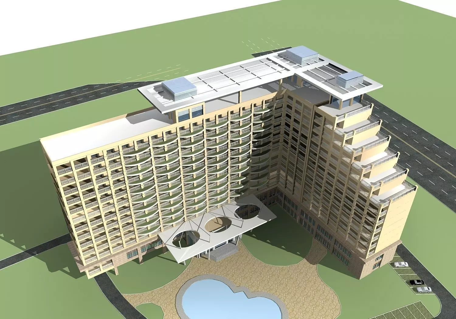 Hotel Building 3D model_0