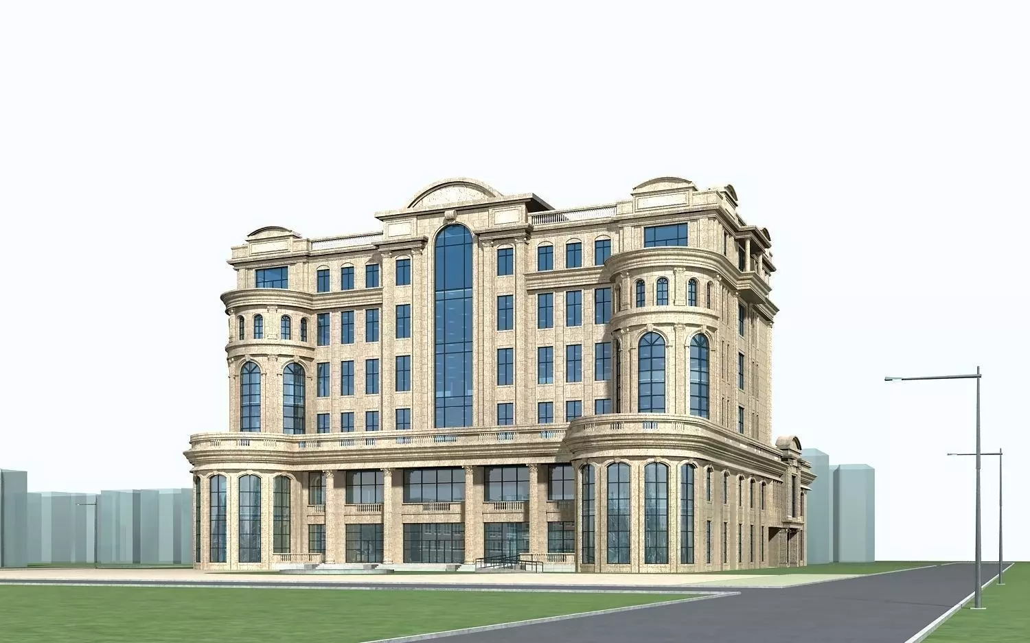 Hotel Building 3D model_0