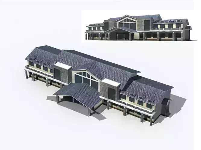 Villa building with roof and two sides