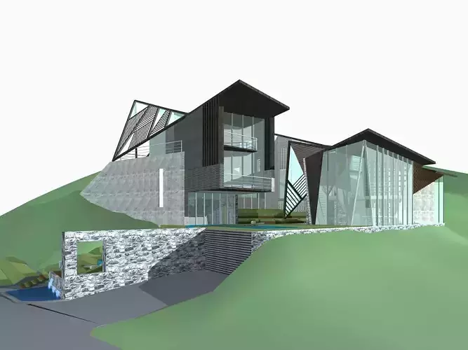 Villa house on hillside