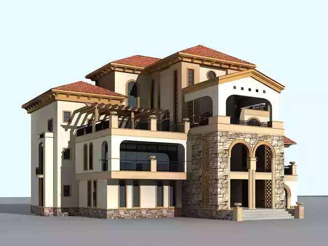 Villa house with balconies