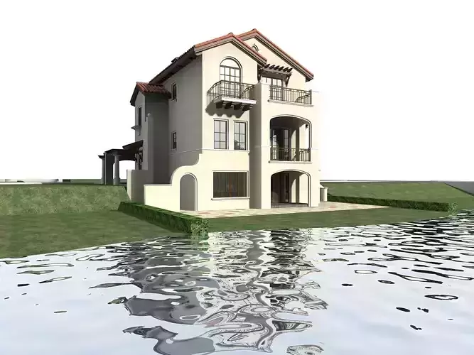 Villa house with water