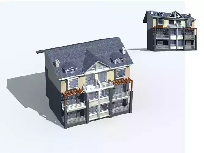 Villa two story house with balconies