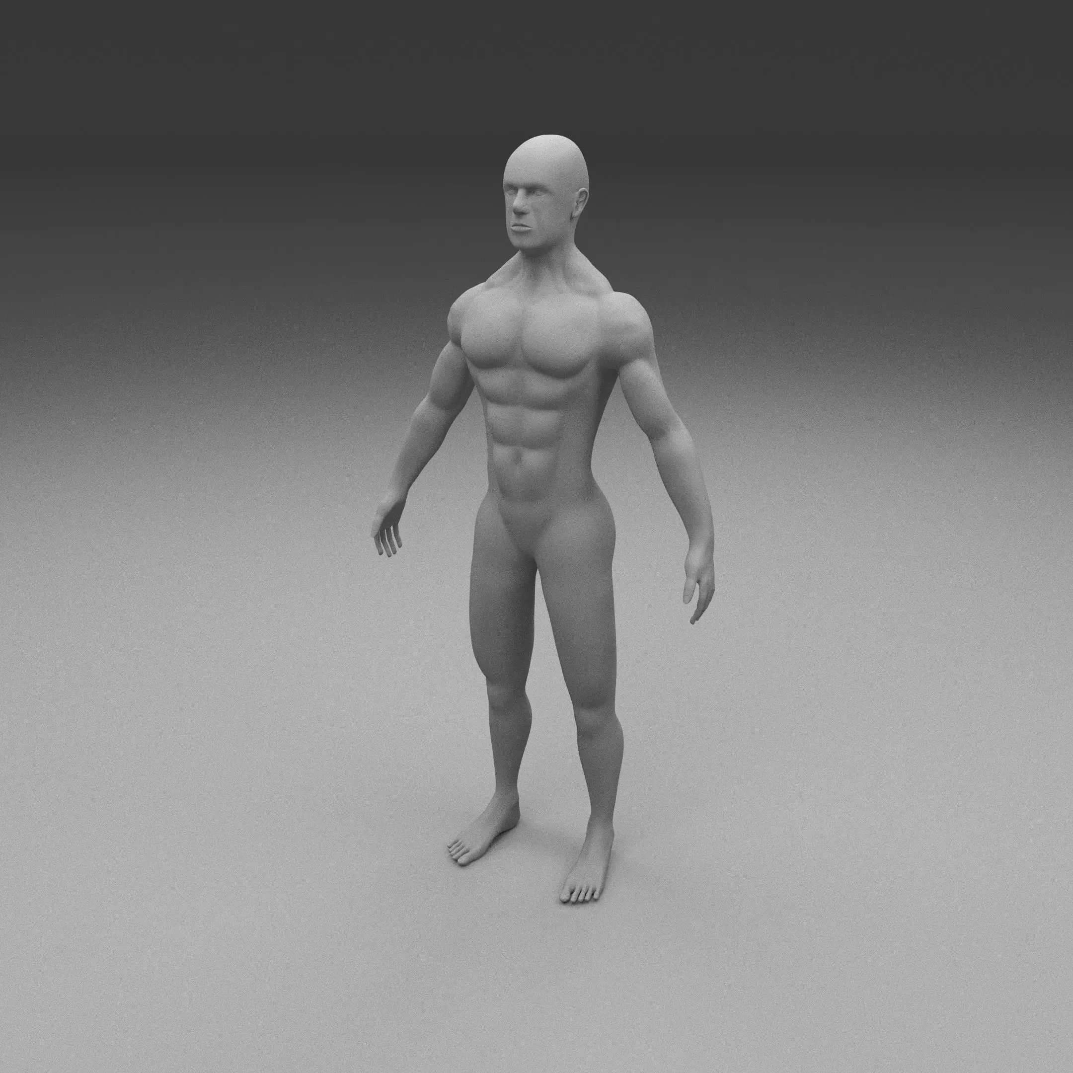 Muscular Human Male Clay Model 3D model_0