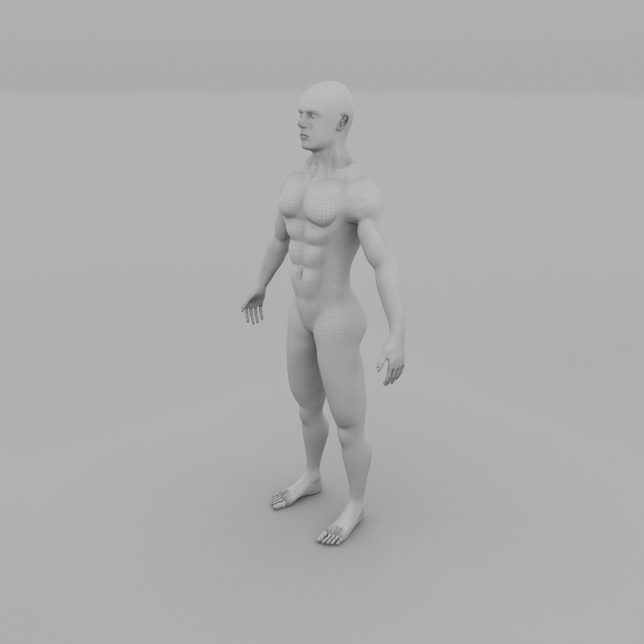 Muscular Human Male Clay Model 3D model_17