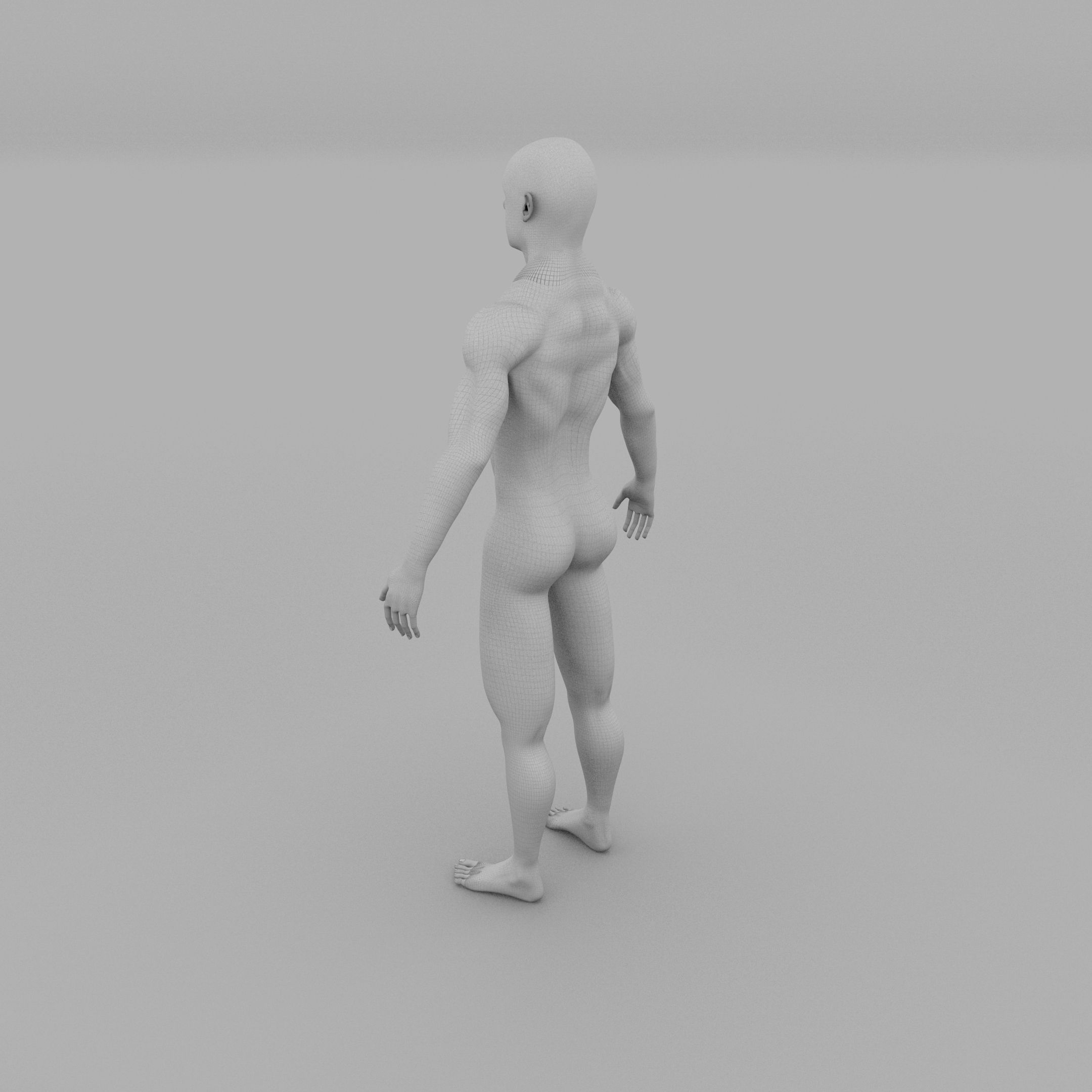Muscular Human Male Clay Model 3D model_19