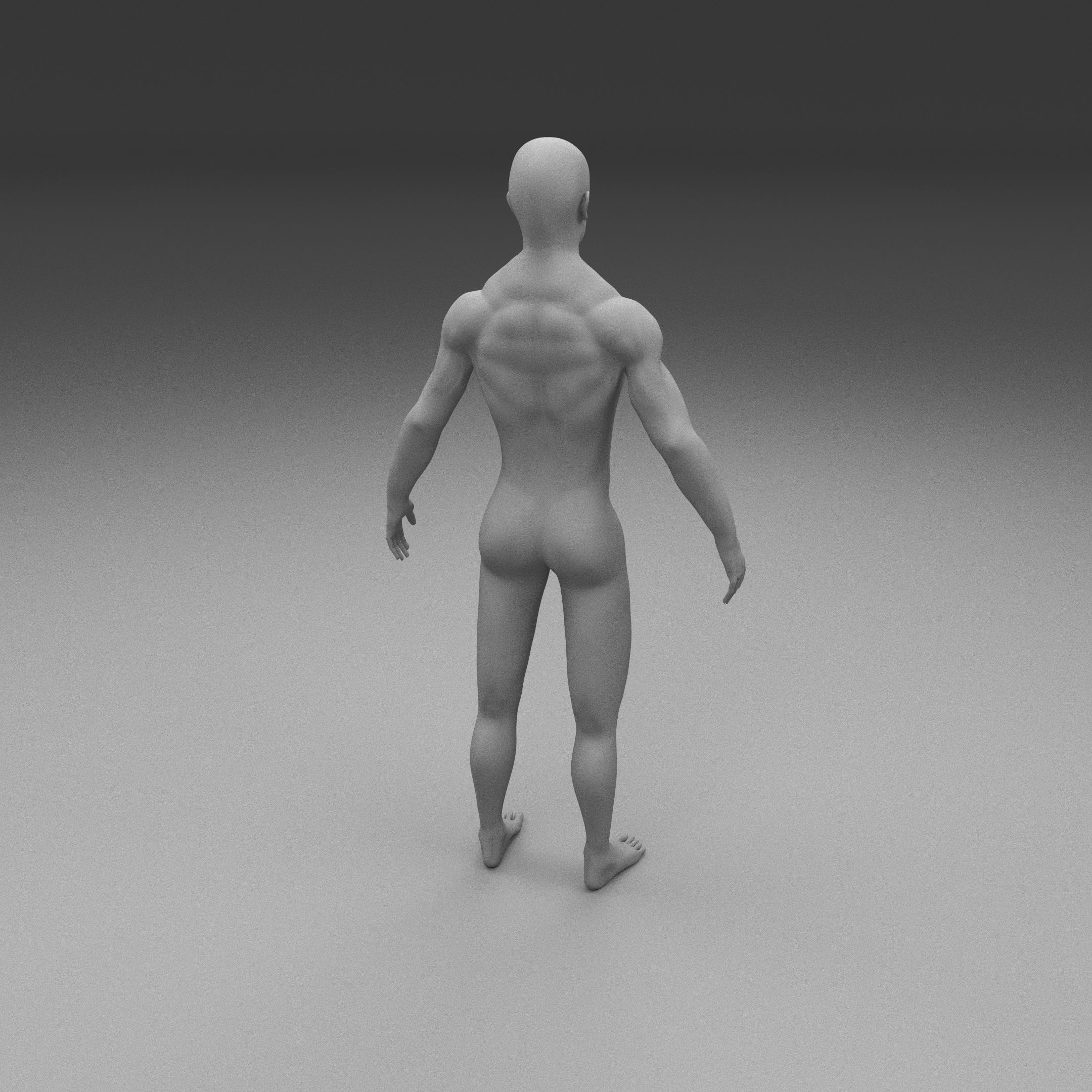 Muscular Human Male Clay Model 3D model_10