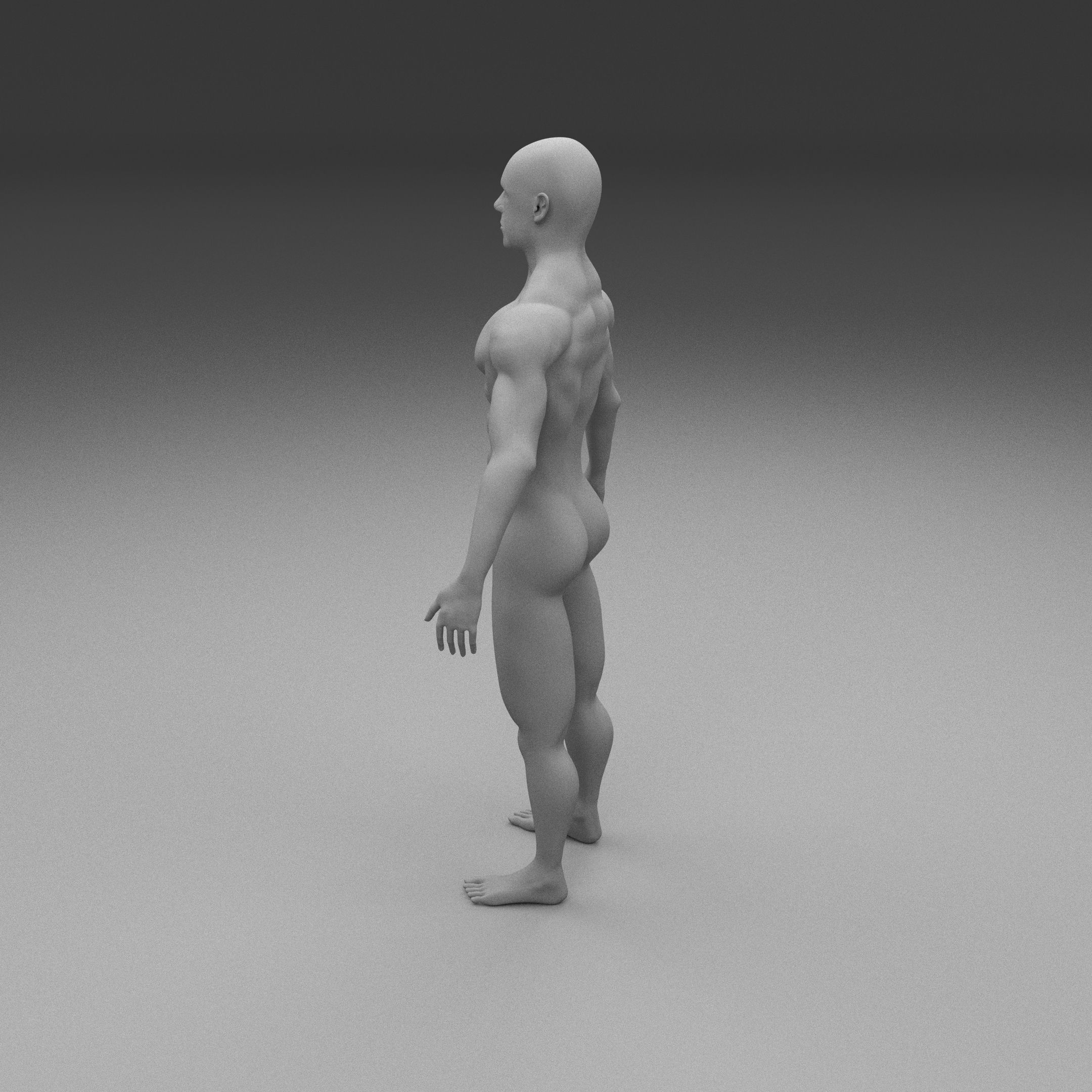 Muscular Human Male Clay Model 3D model_6