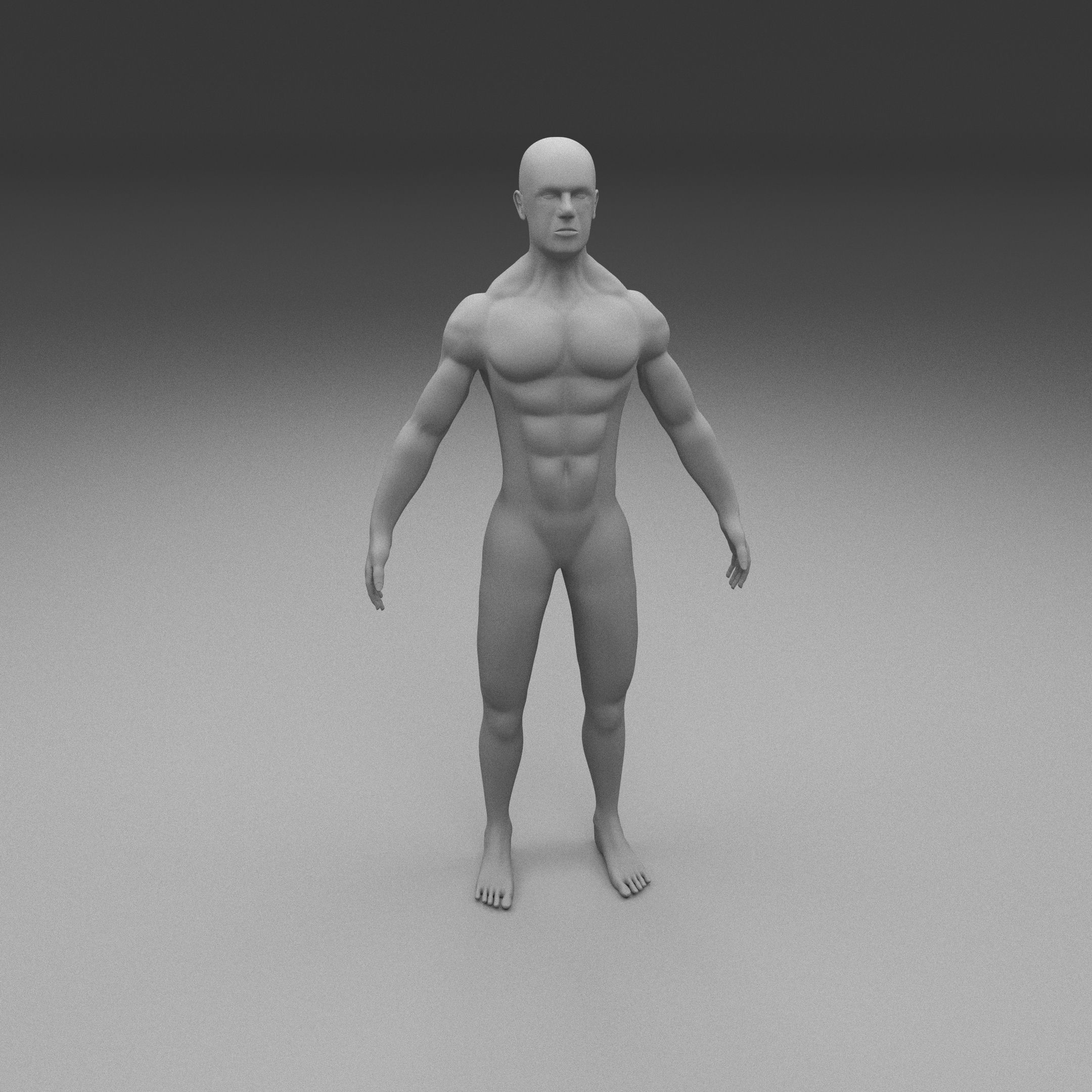 Muscular Human Male Clay Model 3D model_1