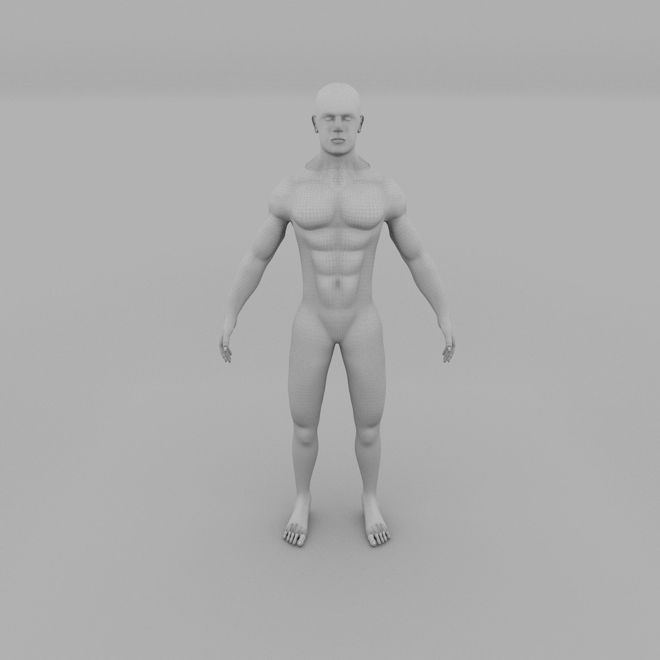 Muscular Human Male Clay Model 3D model_18