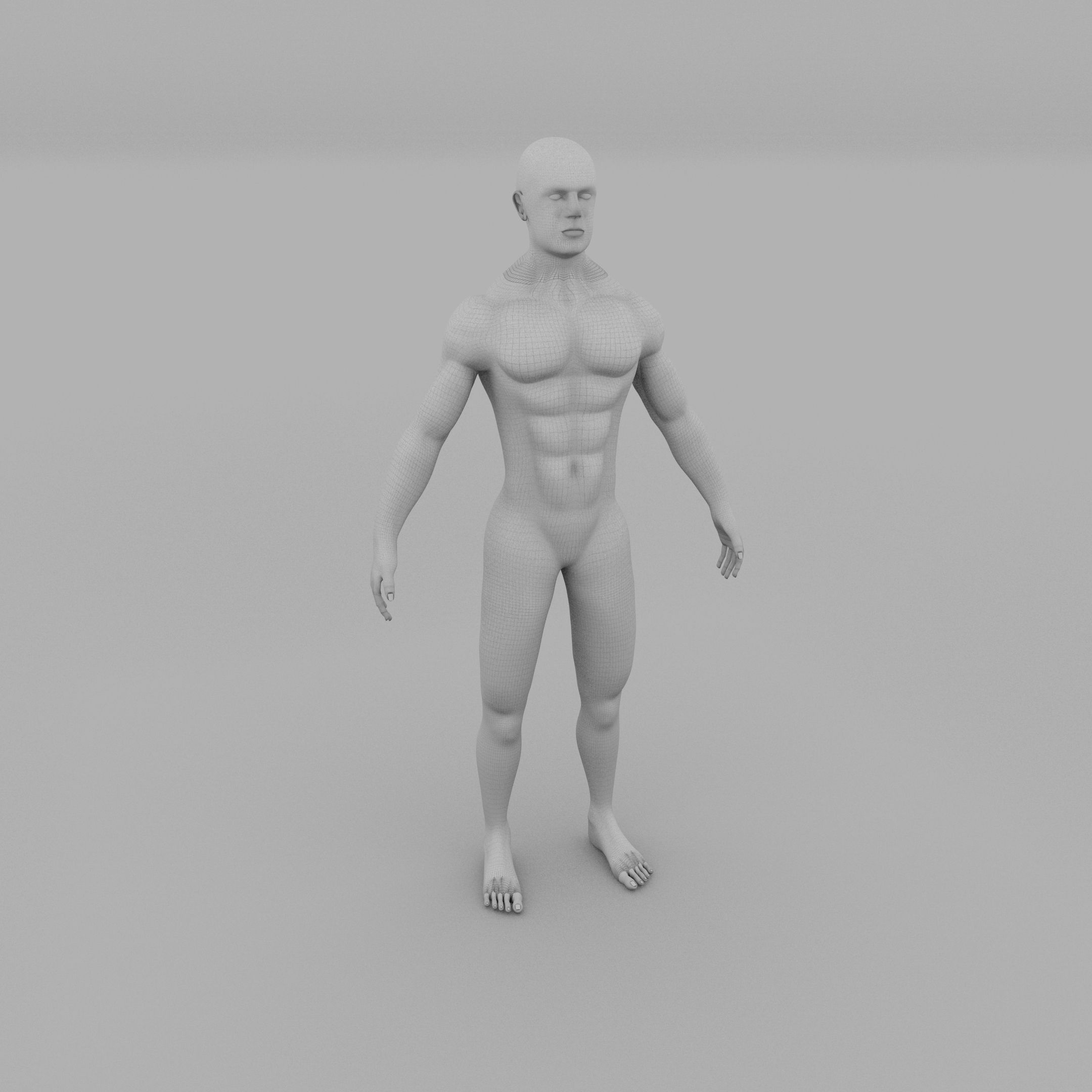 Muscular Human Male Clay Model 3D model_27
