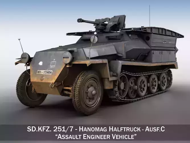 SD KFZ 251 7 Ausf C Pioneer Assault bridge 3D model