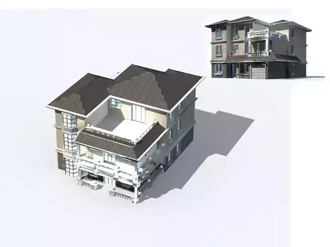 Villa house with two stories and balcony