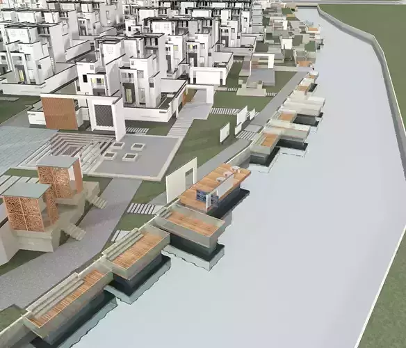 Villa city with canal