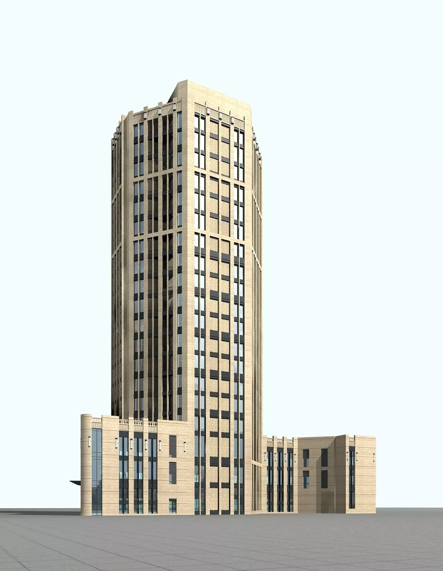 Hotel Building 3D model_0