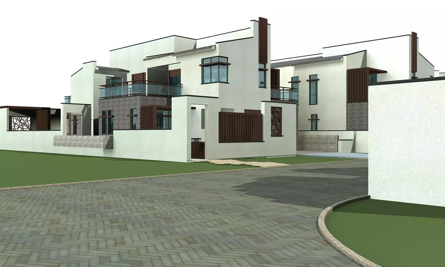 Villa modern house with driveway 3D model