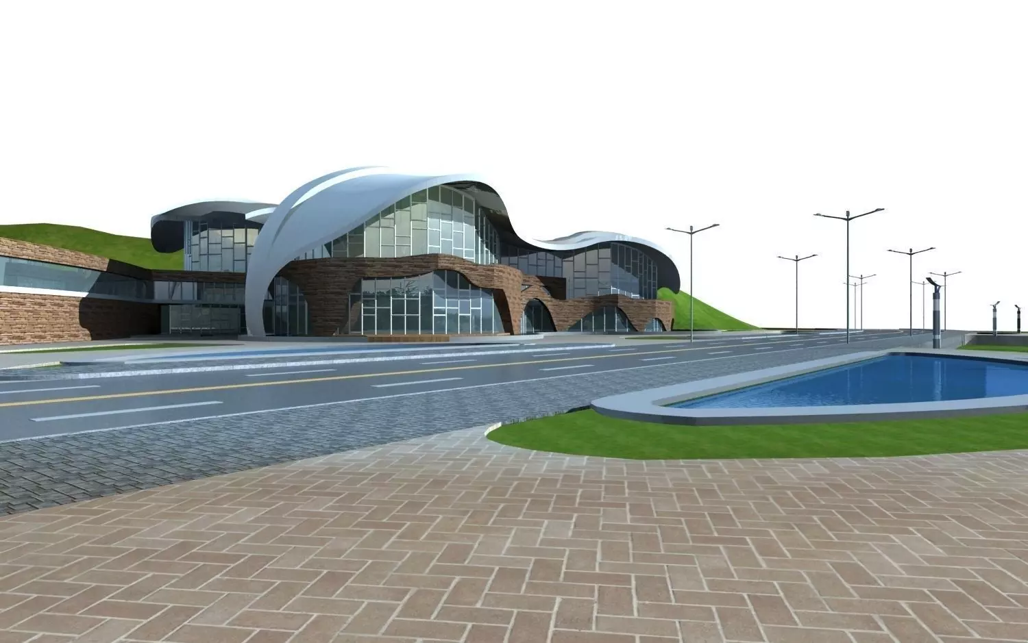 Hotel Building 3D model_0