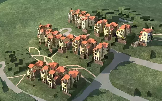 Villa residential complex on hillside