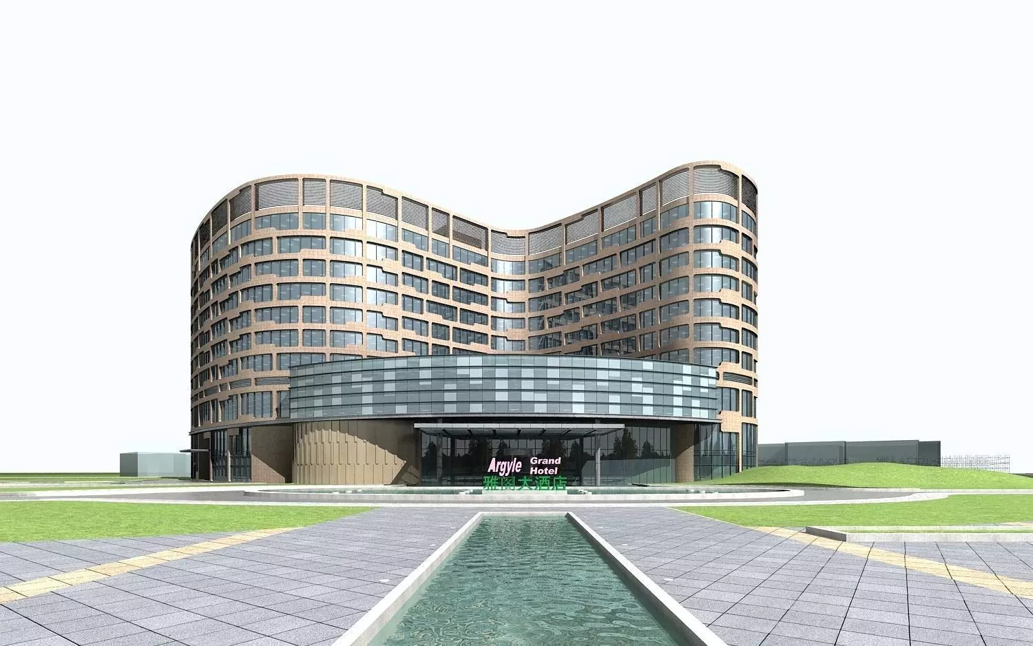 Hotel Building 3D model_0