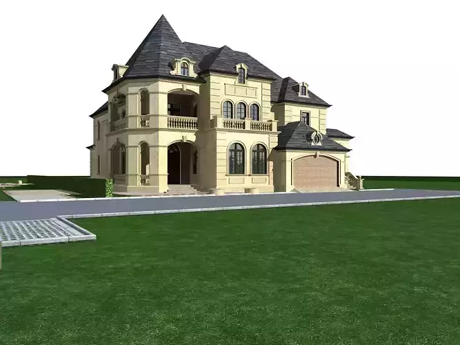 Villa mansion on lawn