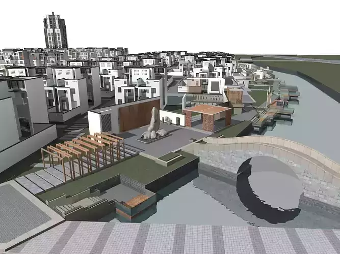 Villa city with canal