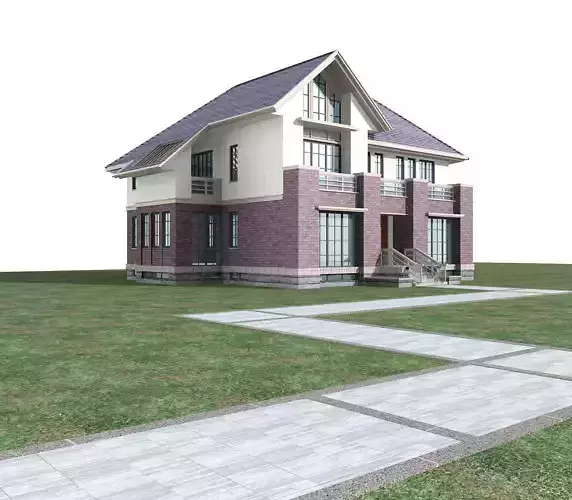 Villa house on grass