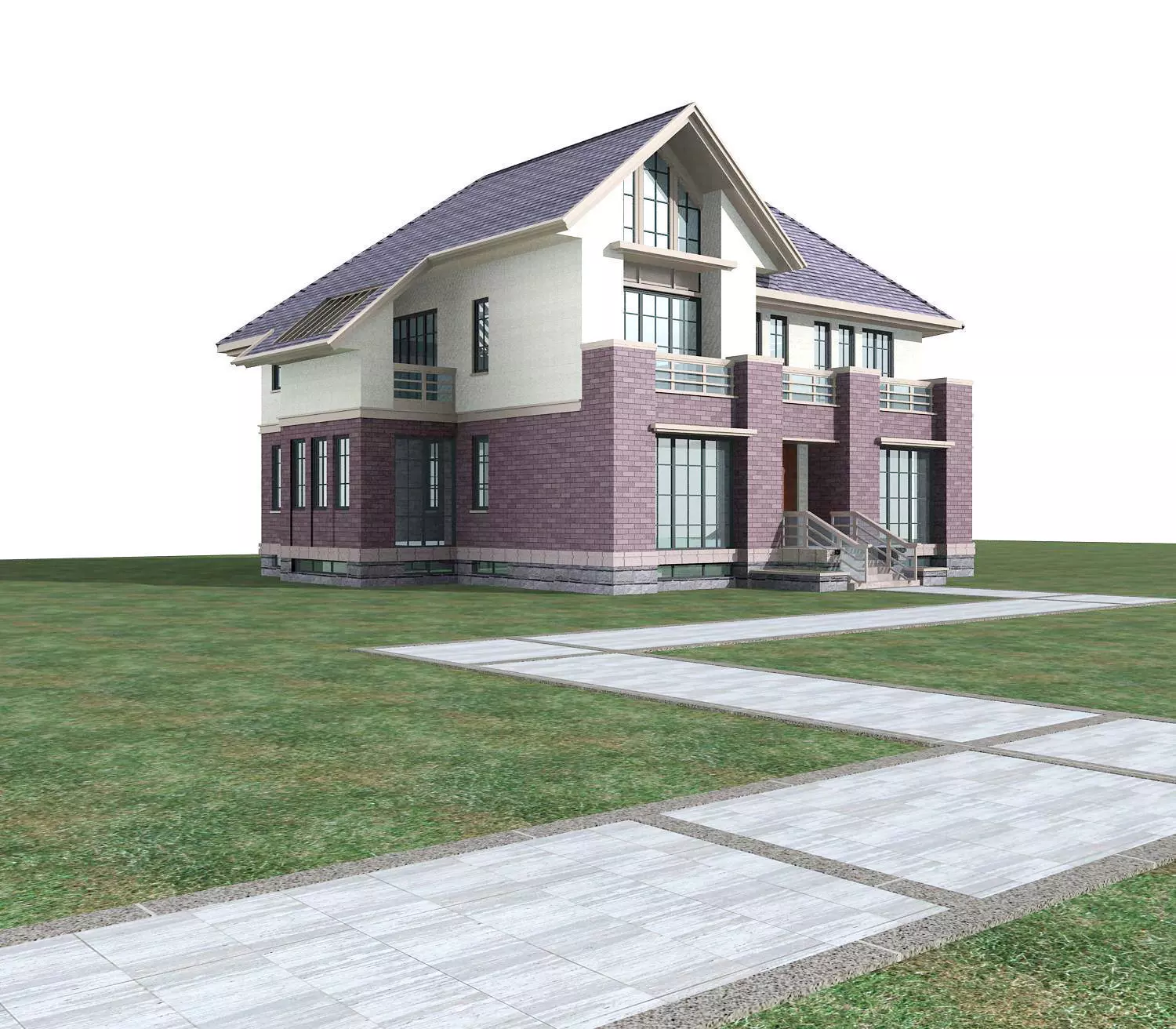 Villa house on grass 3D model