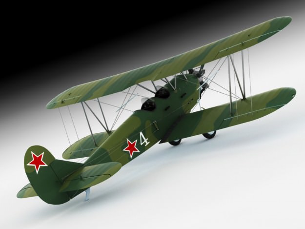 Po-2 Polikarpov Soviet biplane 3D model_1