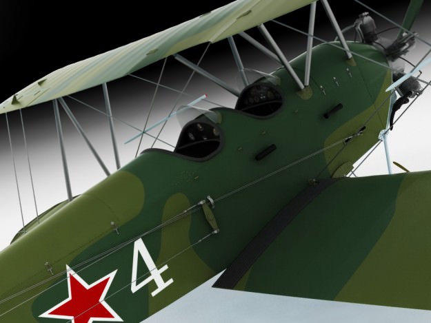 Po-2 Polikarpov Soviet biplane 3D model_7
