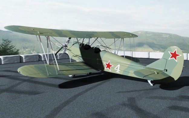 Po-2 Polikarpov Soviet biplane 3D model_16