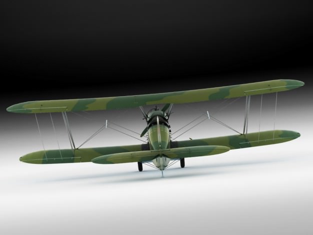 Po-2 Polikarpov Soviet biplane 3D model_6