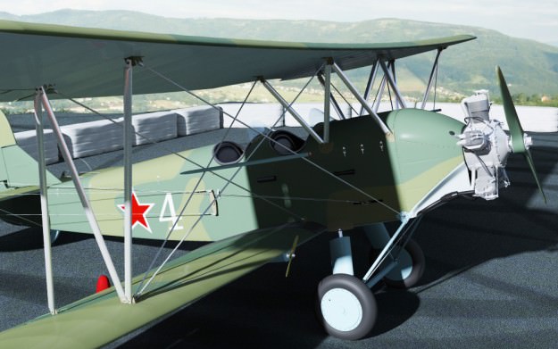 Po-2 Polikarpov Soviet biplane 3D model_15