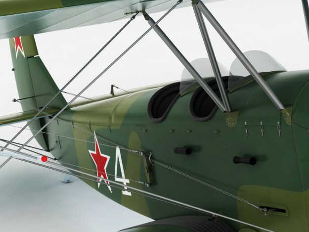 Po-2 Polikarpov Soviet biplane 3D model_12