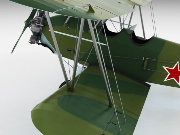 Po-2 Polikarpov Soviet biplane 3D model_11