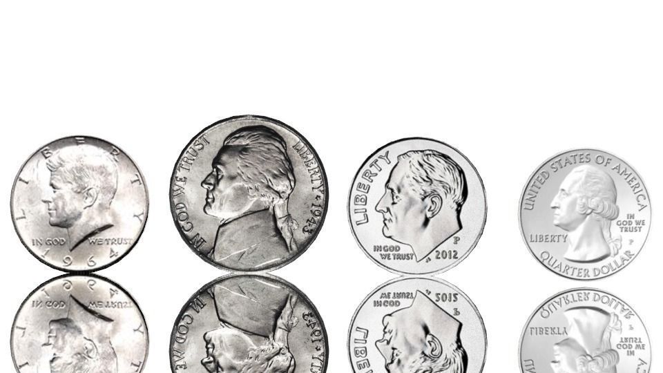 Coins set of silver Low-poly 3D model_2