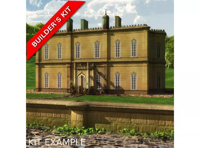 English Manor Country House Low-poly 3D model_0