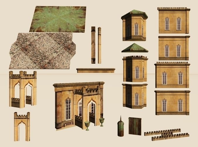 English Manor Country House Low-poly 3D model_1