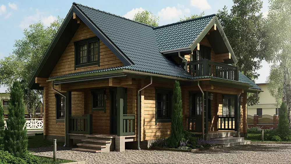 Classic Private Log House 195m 3D model_0