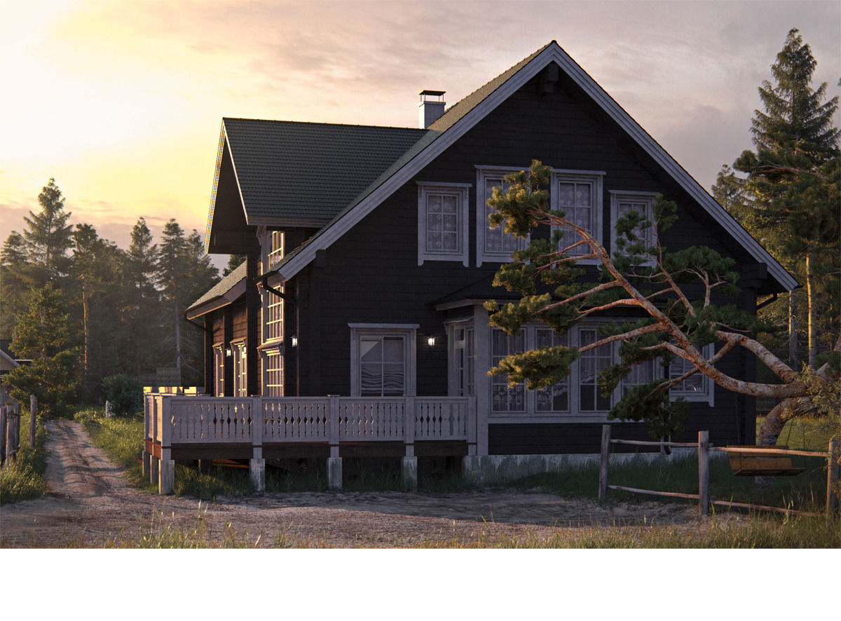 Classic Private Log House 320m 3D model_10