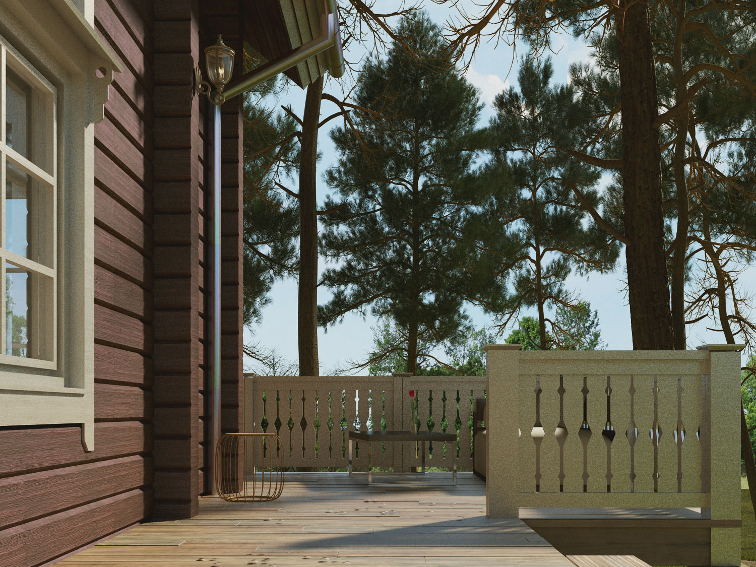 Classic Private Log House 320m 3D model_3