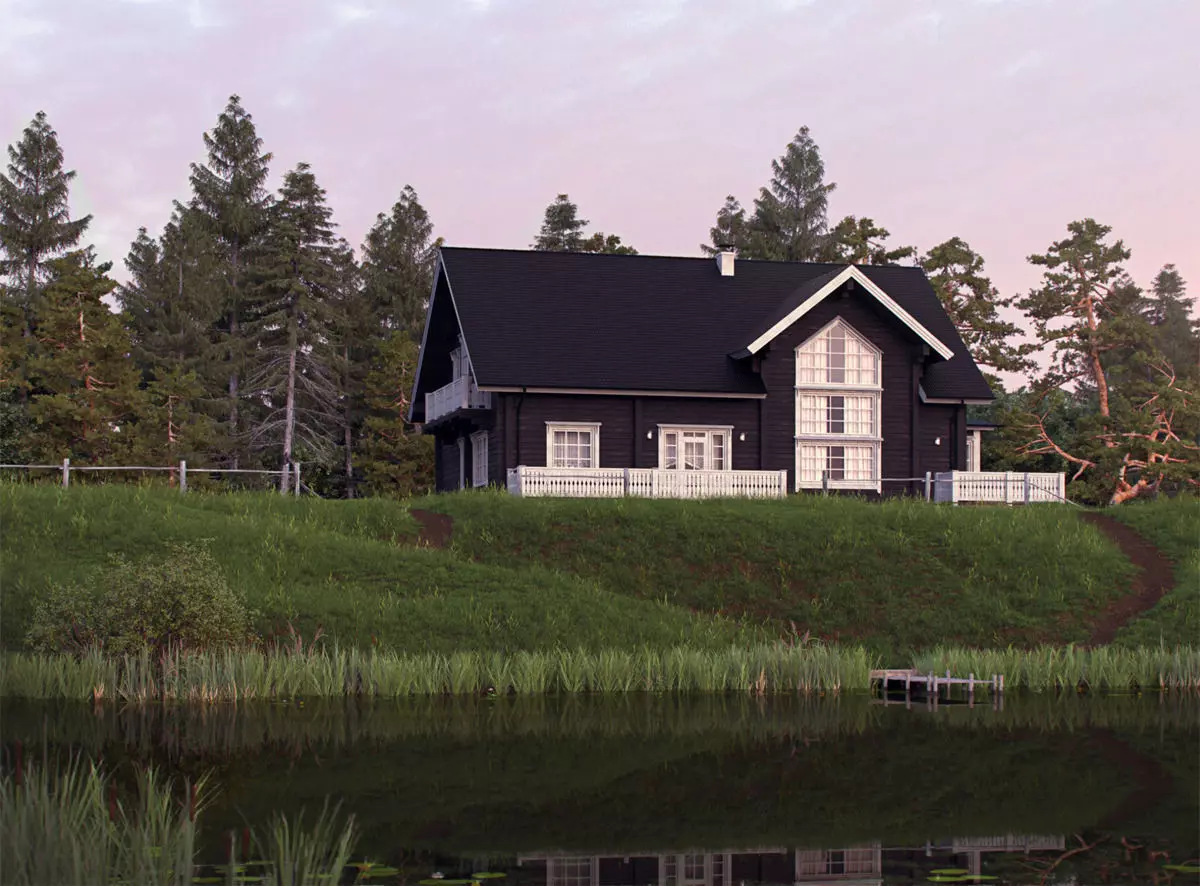 Classic Private Log House 320m 3D model_0