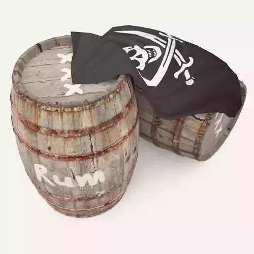Rum wooden barrels - pirate style 3D model