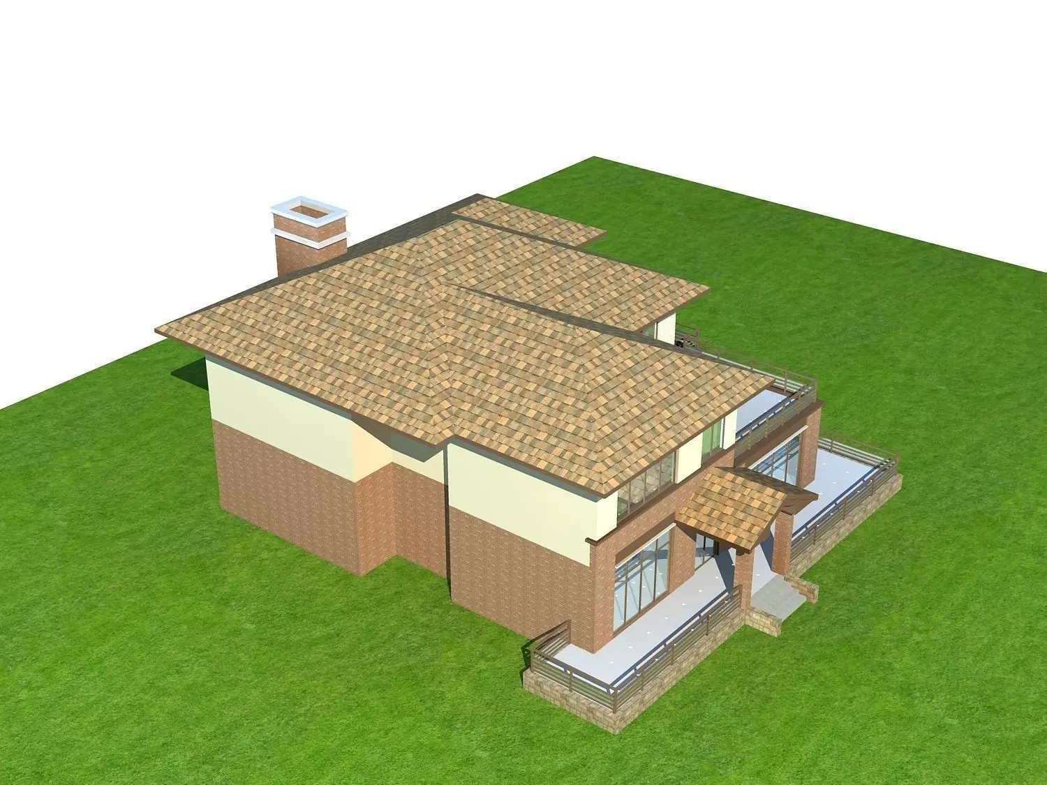 Villa house with roof 3D model