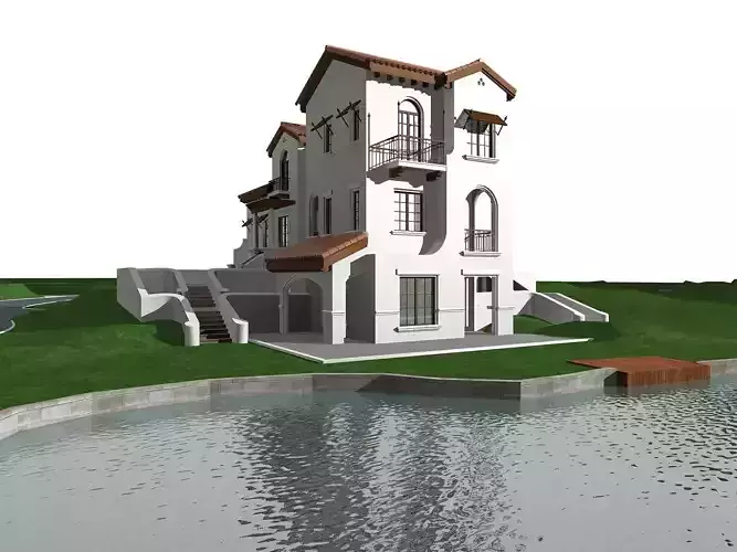 Villa house on lake
