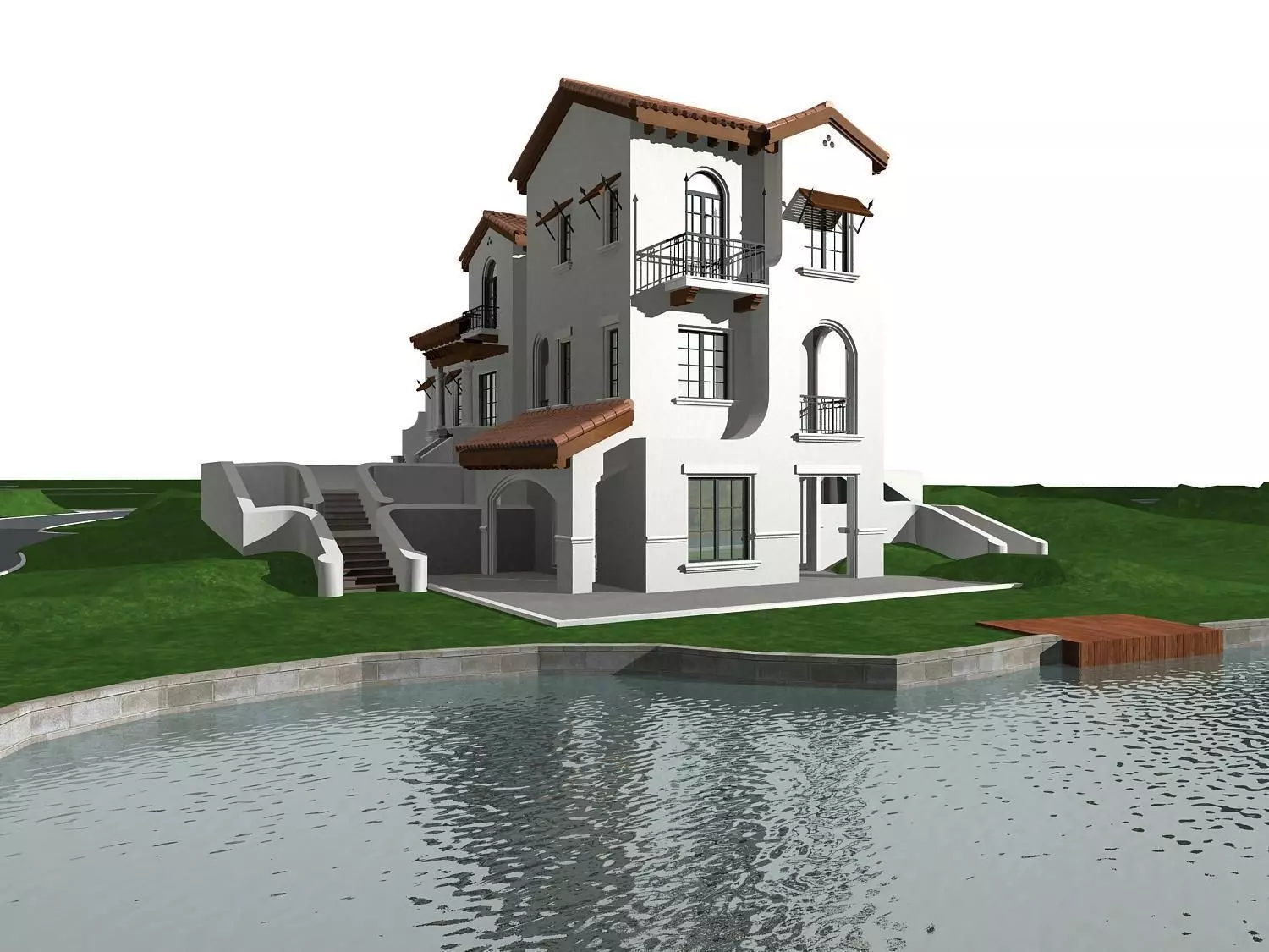 Villa house on lake 3D model