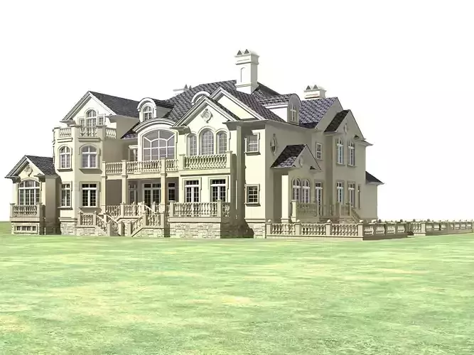 Villa house on grassy field