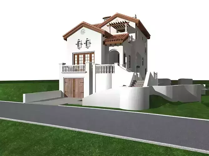 Villa house with stairs and balcony
