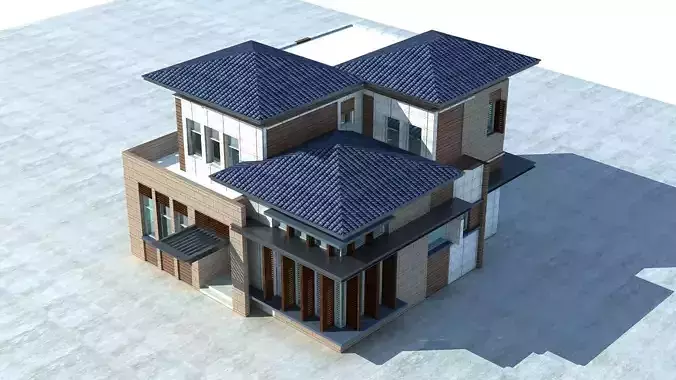 Villa modern house with roof